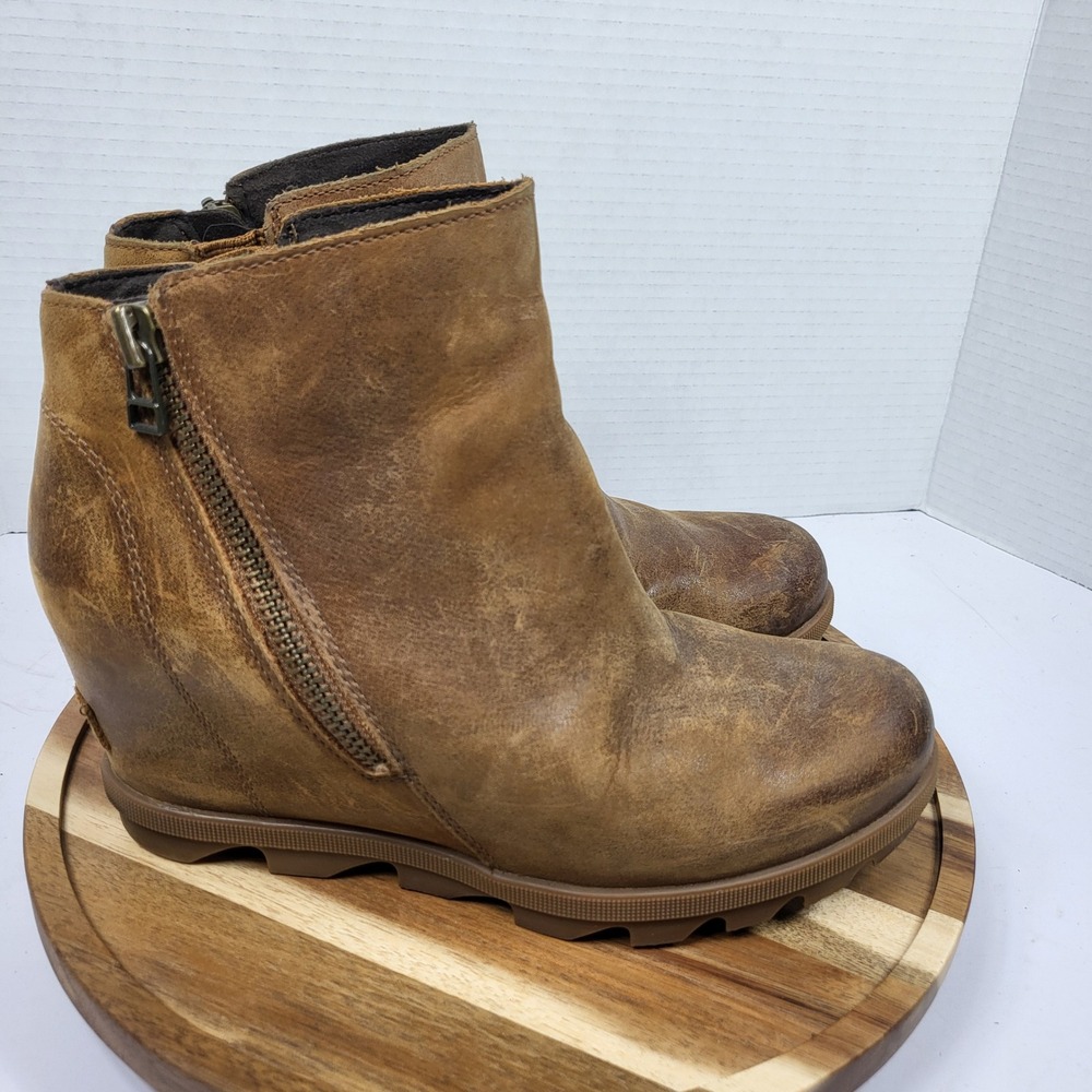 Sorel Joan of Arctic Wedge II Women 8 Brown Good Leather Waterproof NL3766-242